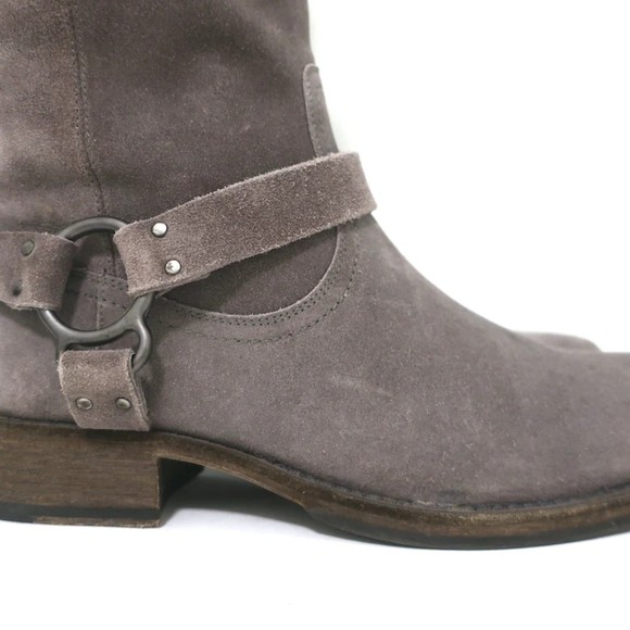 Brunello Cucinelli Moto Boots Gray Suede Size 39 Mid-Calf Biker Boots - Picture 3 of 11
